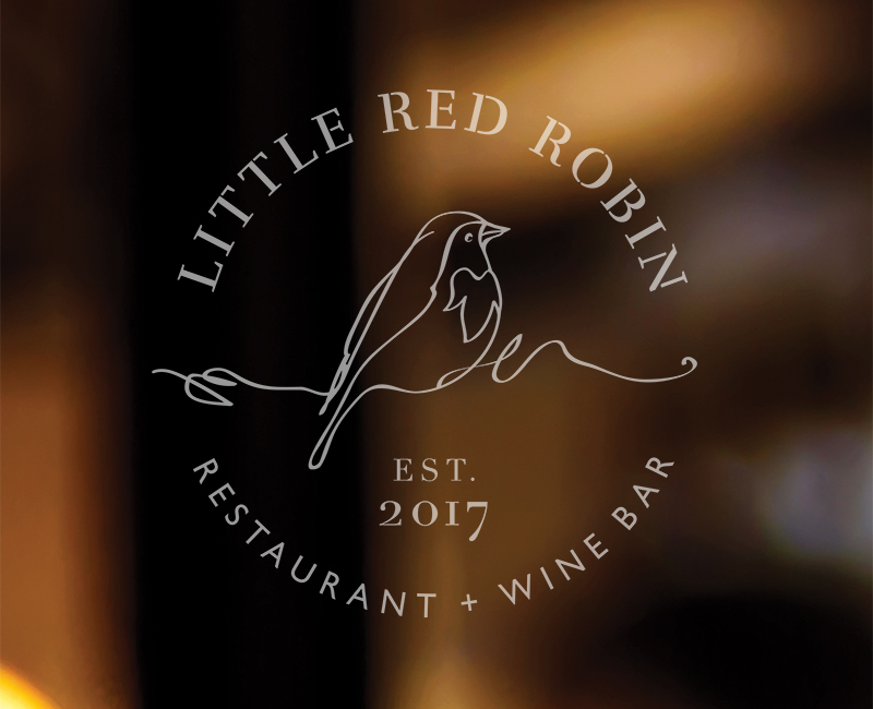 Logo and brand identity for the boutique Italian Restaurant and Wine Bar, Little Red Robin